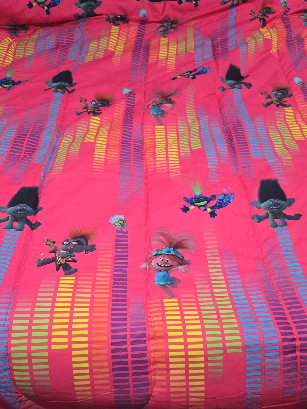 Pink Trolls Kids Comforter - Bright Pink Character Bedding World Tour Twin Size